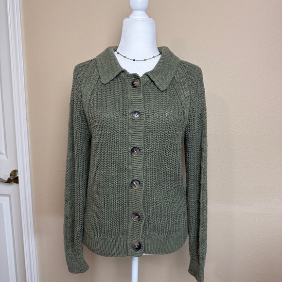 Garnet Hill Maren Linen & Organic Cotton Cardigan Size Small - Picture 2 of 10